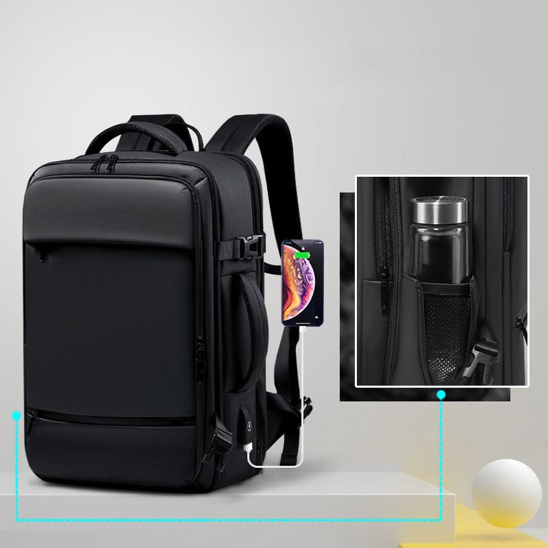 Bolsa para computadora con equipaje de viaje de negocios de gran volumen (negro frío)