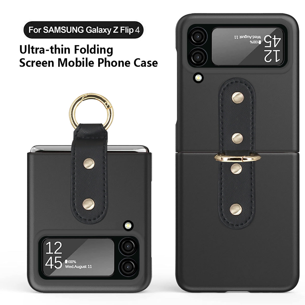 Samsung Galaxy Z Flip 4 5G Phone Case with Ring Kickstand& Camera Lens Protector