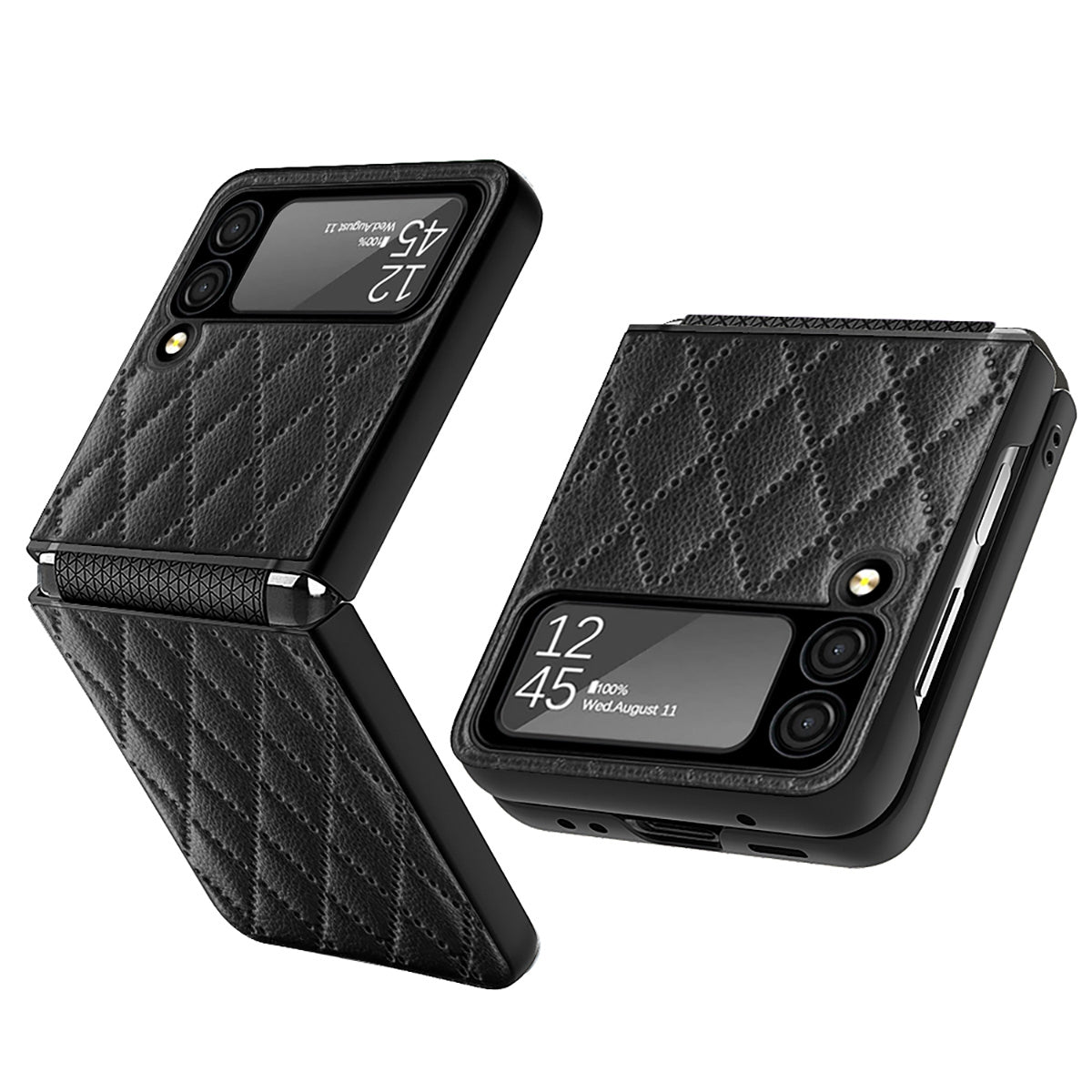 Samsung Galaxy Z Flip 4 5G Rhomboid Leather Case with Camera Lens Protector