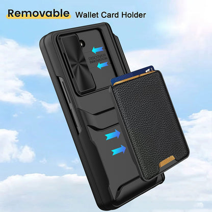 Samsung Galaxy Z Fold 4 5G Phone Case with S Pen Holder& Card Holder& Screen Protector& Slide Camera Cover