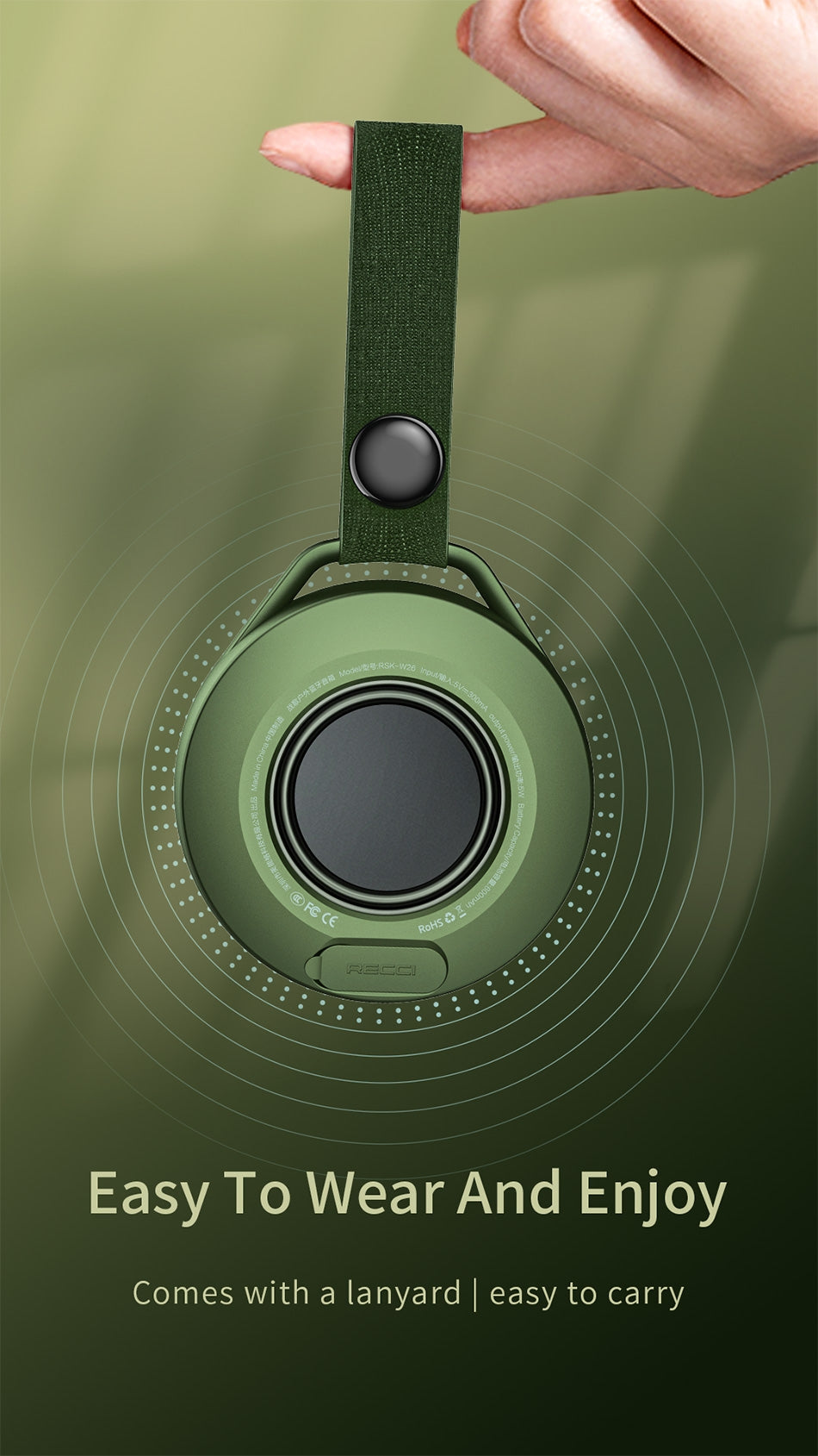 Wireless Battle Speaker - Army Green: Rugged Sound for Adventurers