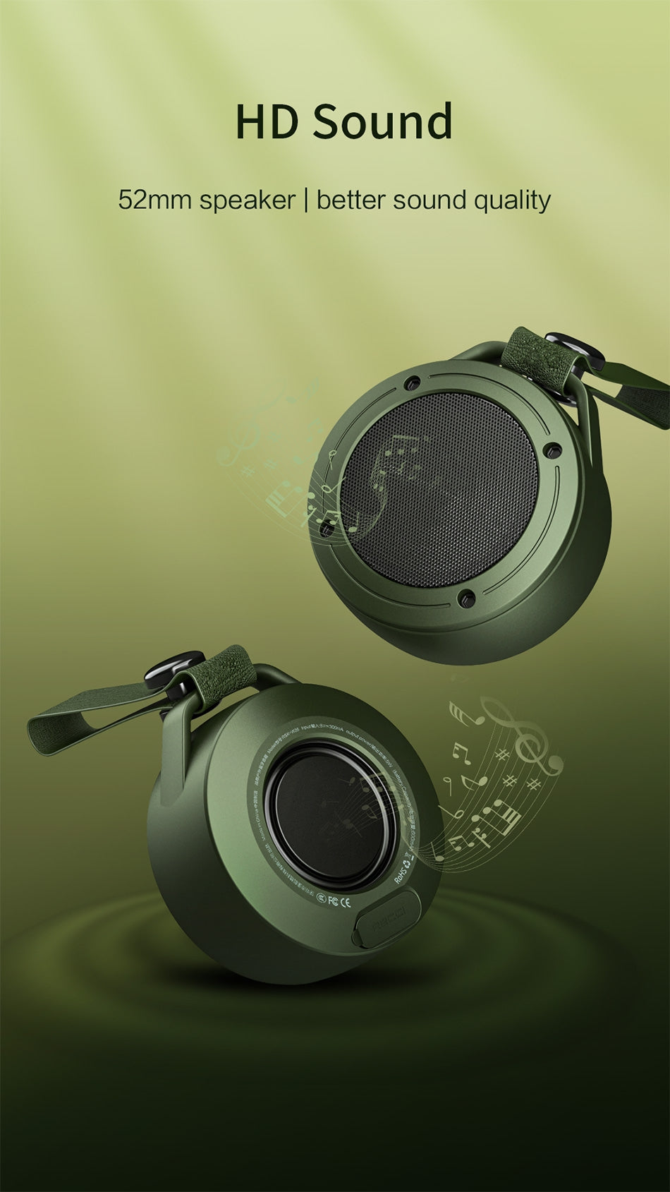 Wireless Battle Speaker - Army Green: Rugged Sound for Adventurers