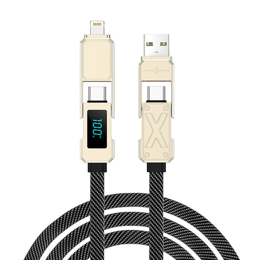 Titan Series 100W Zinc Alloy 4-in-1 Fast Charging Cable: Ultimate Versatility for All Your Devices