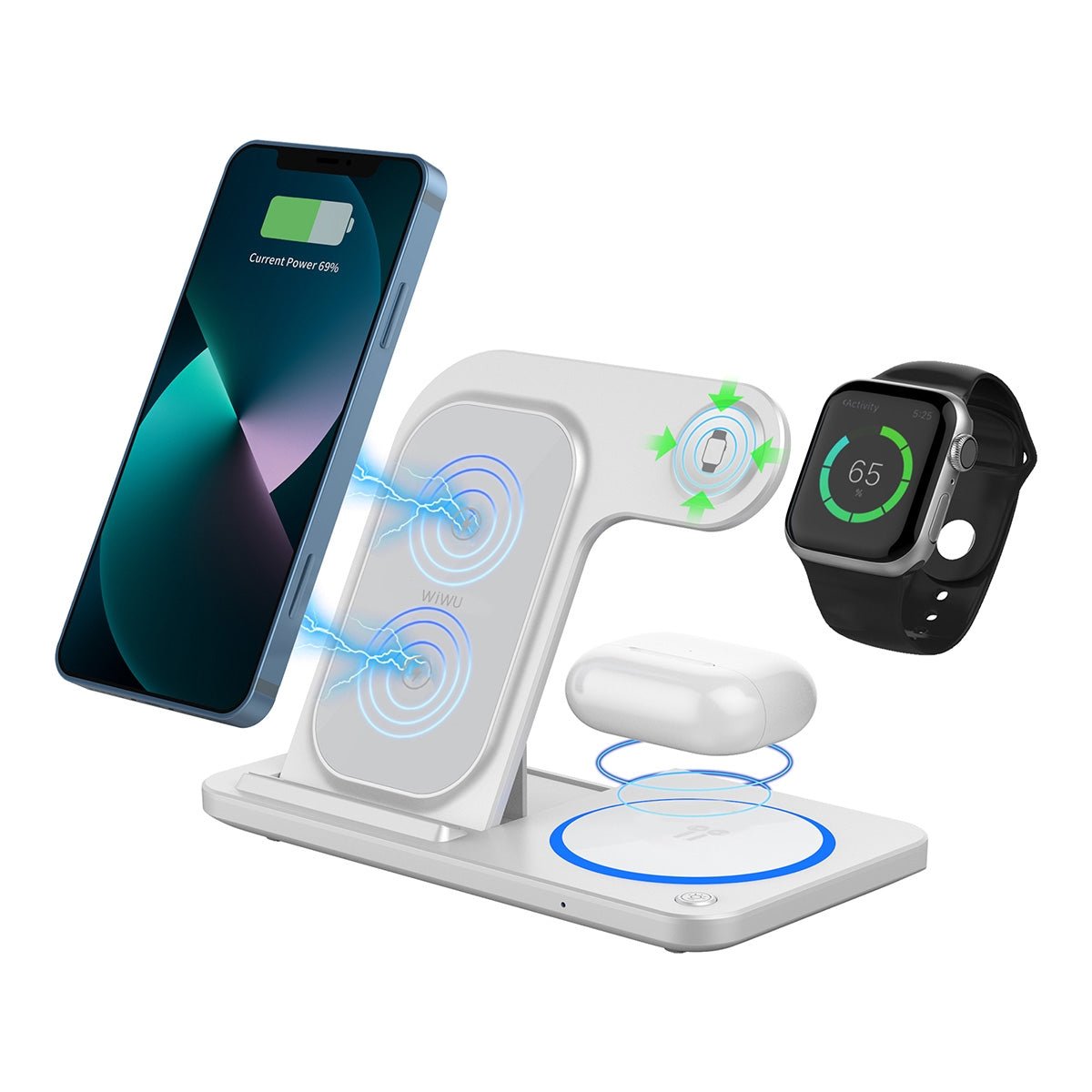 3 - in - 1 Folding Wireless Charger with Charging for Phones, Watches, and Earbuds - GadgetCare Pros