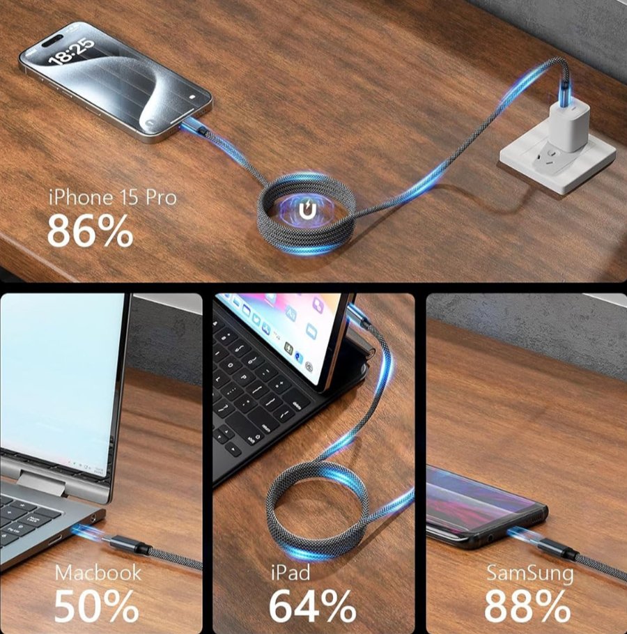 3ft Magnetic Type - C to Type - C Fast Charging Cable - GadgetCare Pros