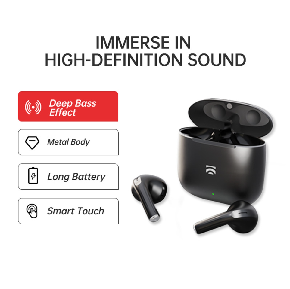 UiDEAL BizzCore TWS Earbuds - Black Wireless Earphones with Long Battery Life